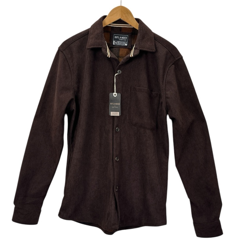 NWT Outlander by Craft+Flow Corduroy Plaid Lined Shacked Shirt Jacket Brown